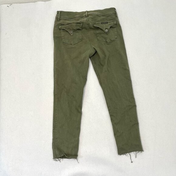 Hudson Low Rise Raw Hem Flap Pocket Skinny Jean Stretch Denim Olive Green sz 32 - Picture 5 of 9